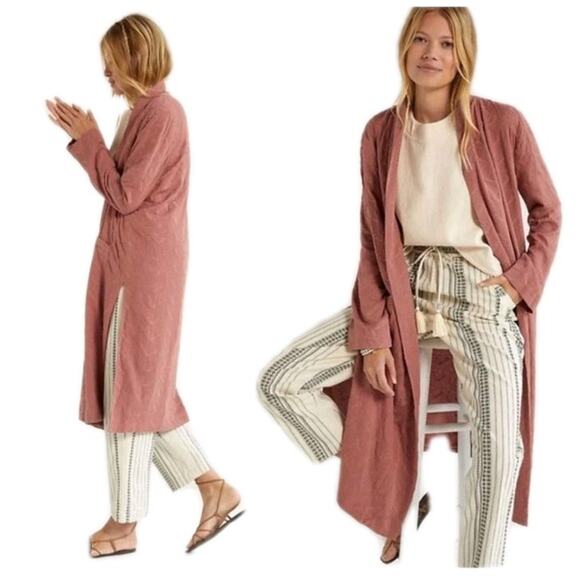 FREE PEOPLE TRENCH COAT Jacket Size XS Mauve Pink Pockets Longline - Picture 1 of 11